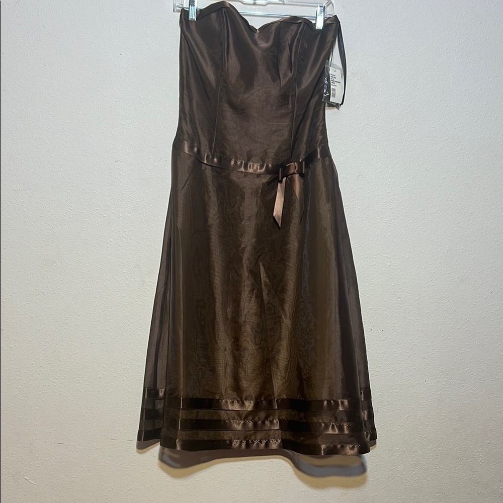 Dessey Collection Elegant Formal Brown Strapless Dress Size 10 Prom Wedding